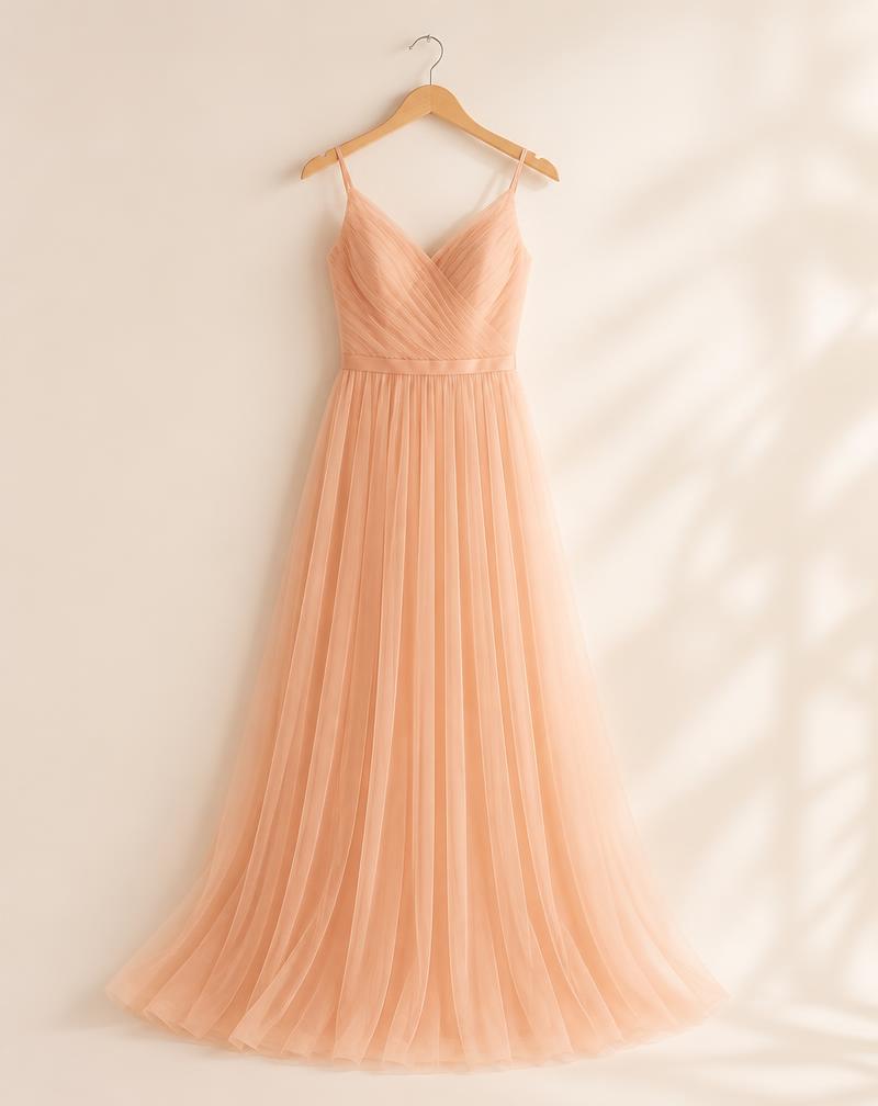 Peach Tulle Bridesmaid